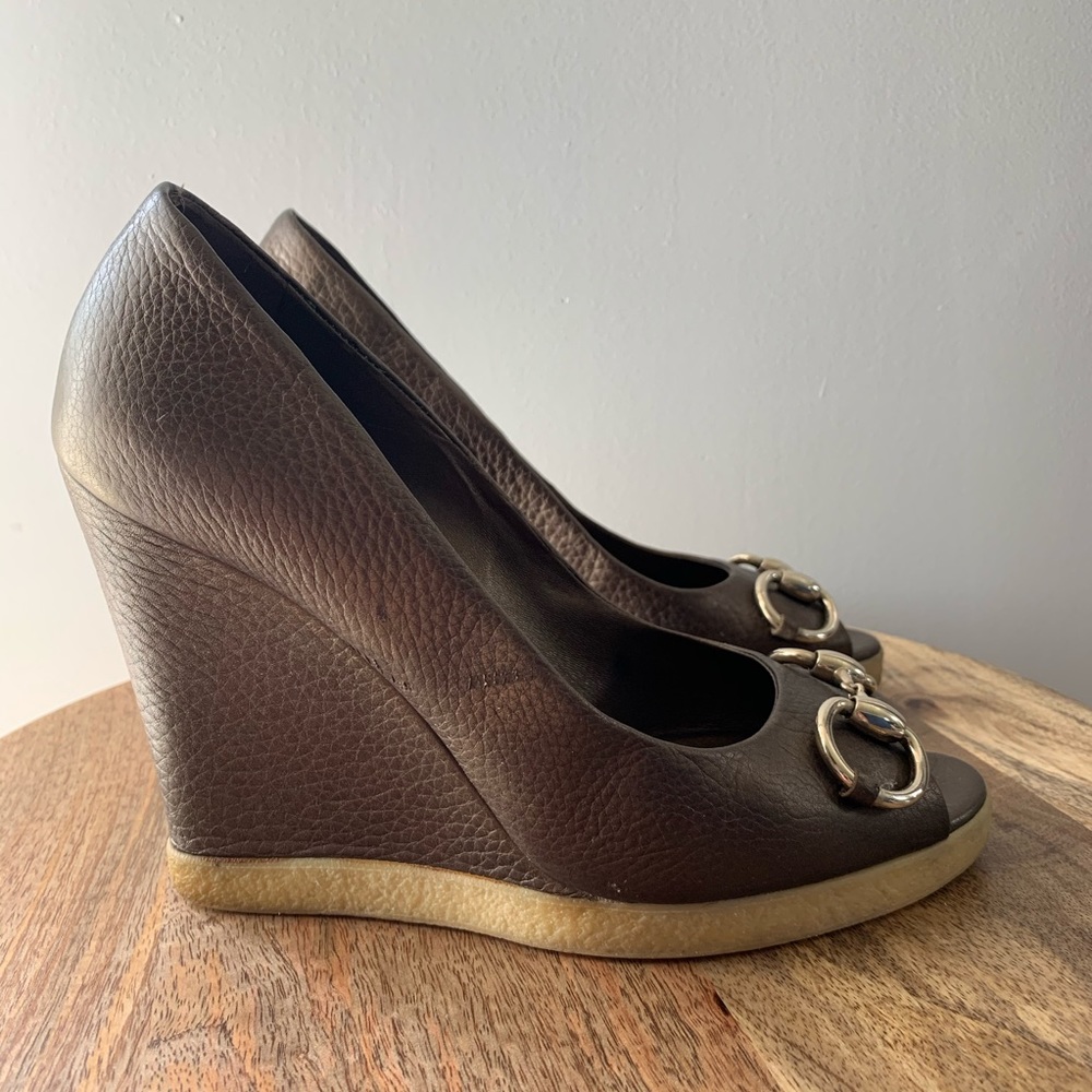 Gucci horsebit wedge sandals